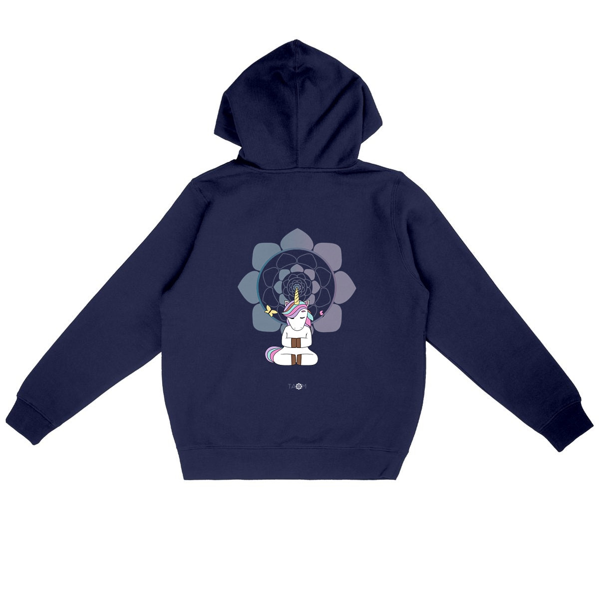 Sweat à capuche Unisexe Licorne Méditation dans le dos